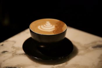 Mug of coffee sitting on counter