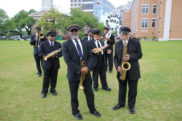 Jazz band performing outdoors