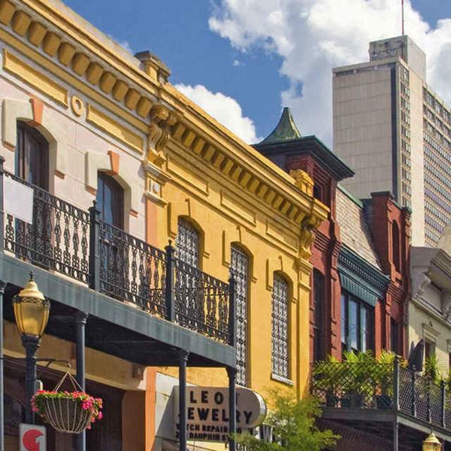 colorful buildings in downtown mobile alabama