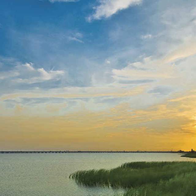 sunset over the water