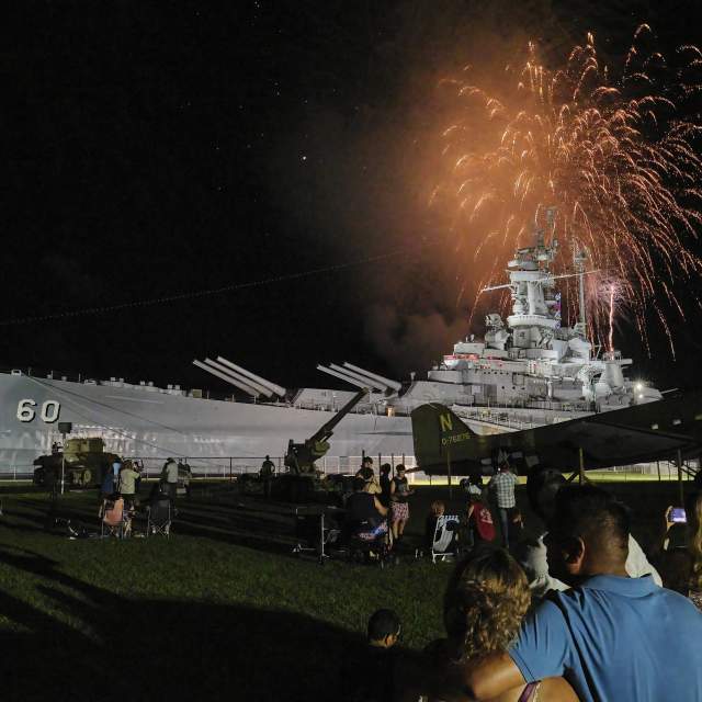 Fireworks over the USS ALABAMA
