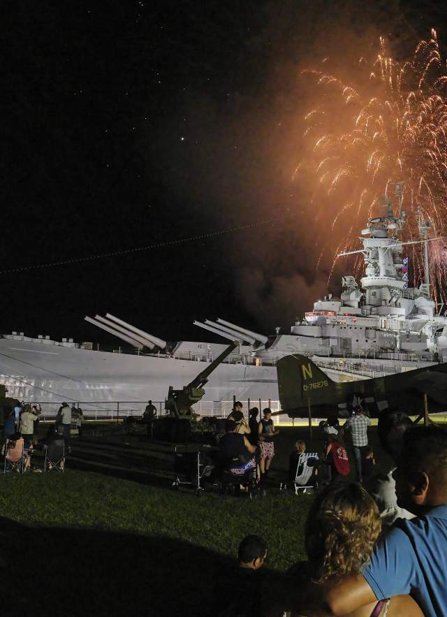 Fireworks over the USS ALABAMA