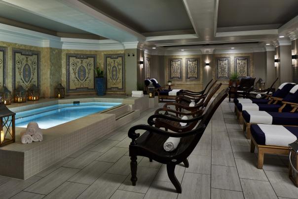 spa quiet room with pool and seating