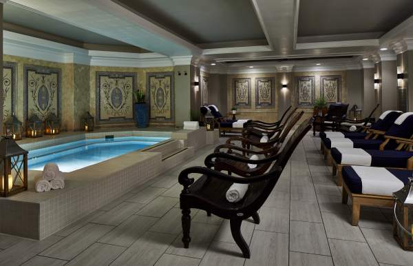 spa quiet room with pool and seating