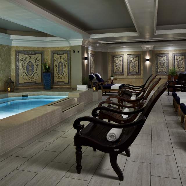 spa quiet room with pool and seating