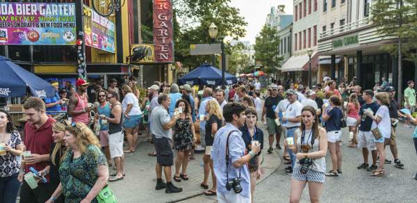 downtown street filled with people