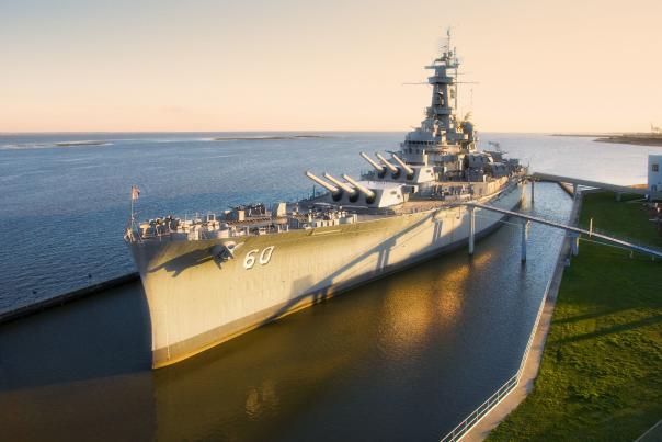 USS Alabama Battleship docked in the Mobile Bay