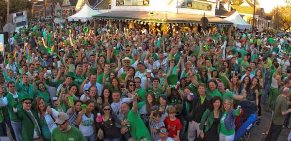 large group of people in St. Patrick's Day clothing