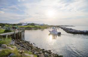 Boat In The Dauphin Island Inlet In Mobile, AL