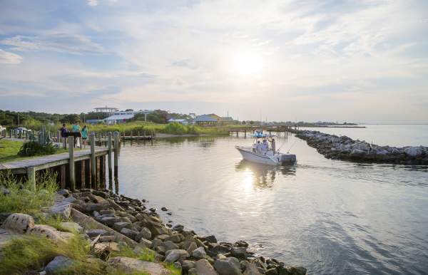 Boat In The Dauphin Island Inlet In Mobile, AL