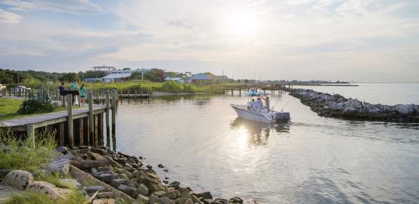 Boat In The Dauphin Island Inlet In Mobile, AL