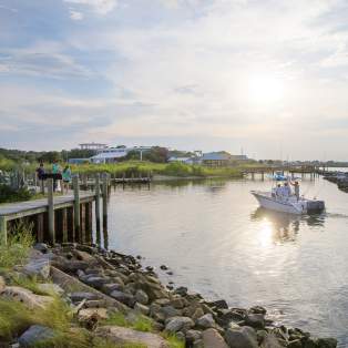 Boat In The Dauphin Island Inlet In Mobile, AL