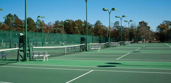 row of tennis courts