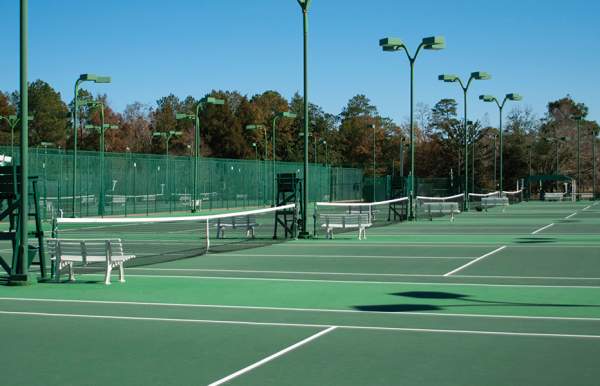 row of tennis courts