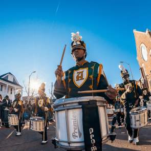 Band playing in the street during Mardi Gras