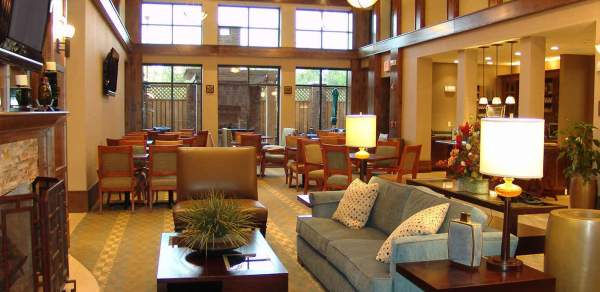 lobby with couch and chairs