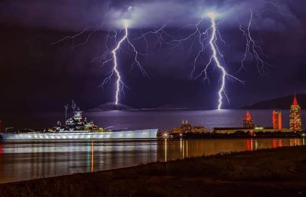 Night storm with lightening
