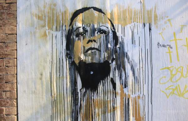 Mural of the face of a young child