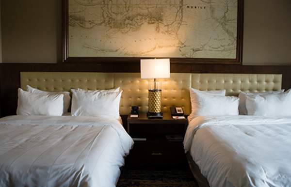 hotel room with two beds