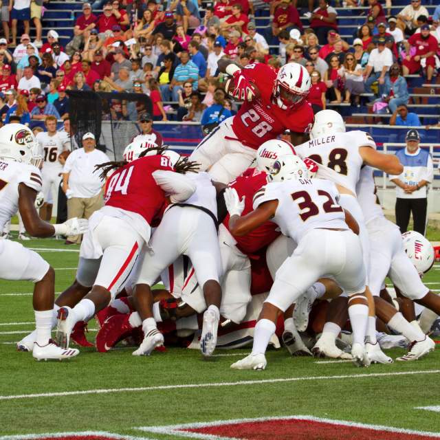 football player pile up