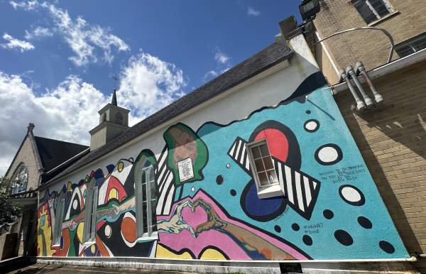 Colorful abstract mural