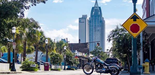 Dauphin Street Skyline In Mobile, AL