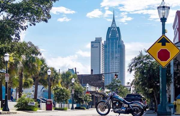 Dauphin Street Skyline In Mobile, AL