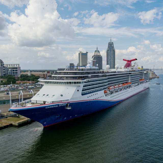 Carnival Spirit docked in the Mobile Bay
