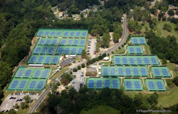 aerial view of the tennis center