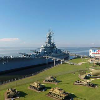 USS Alabama docked in Mobile Bay