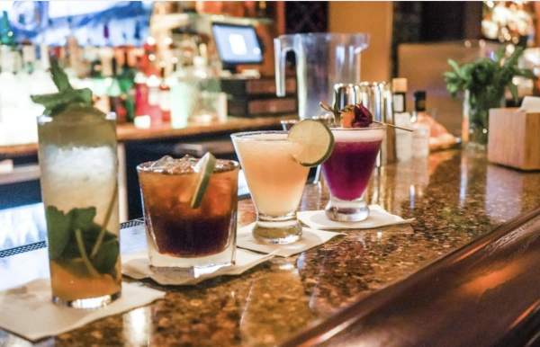 cocktail sitting on a bar