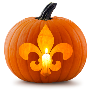 Jack O' Lantern featuring a Fleur de Lis.